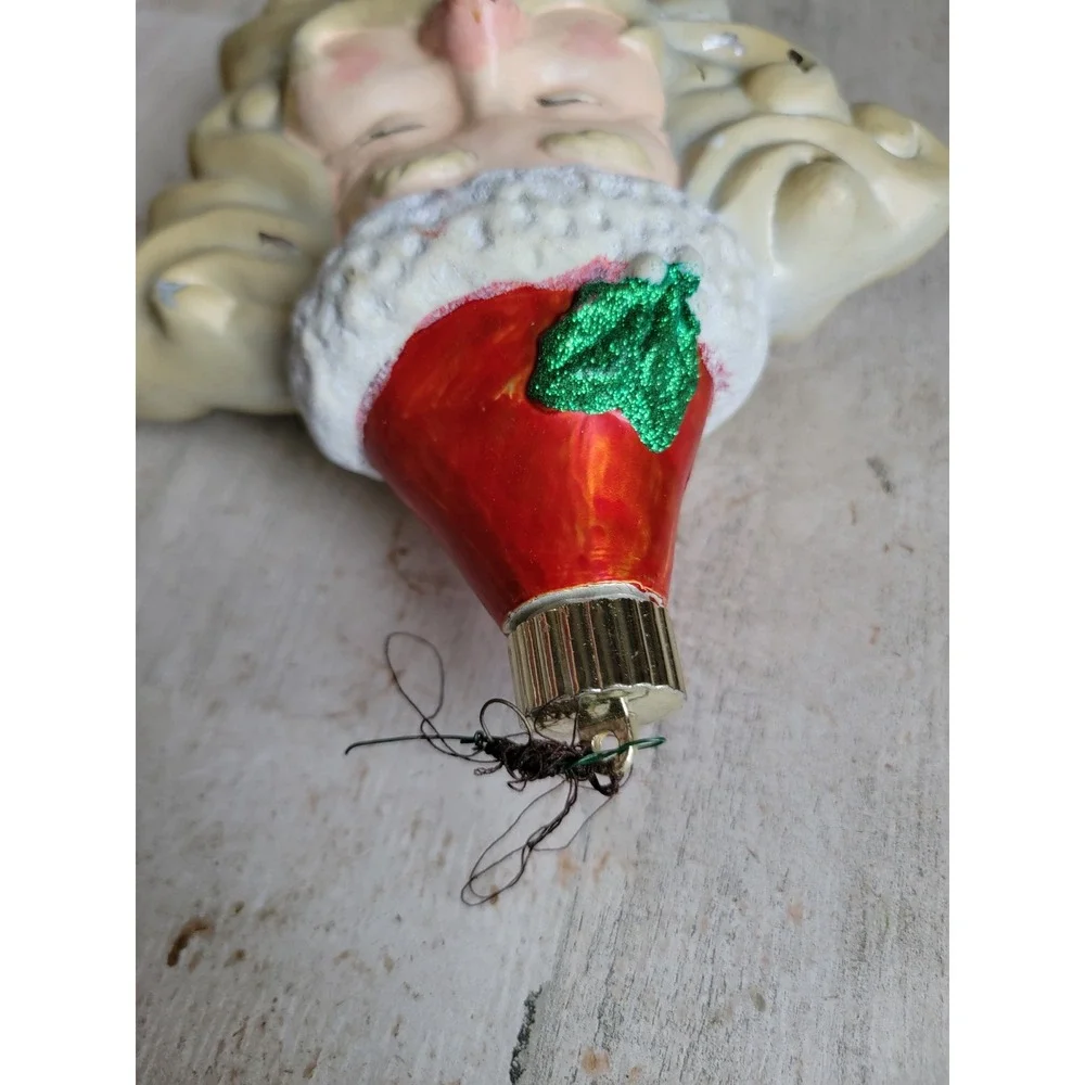Santa AS IS vintage star large ornament blow mold Xmas mistletoe glitter unique